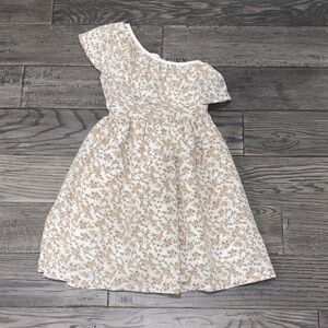 Joe & Elle White and Tan Floral Kids Dress